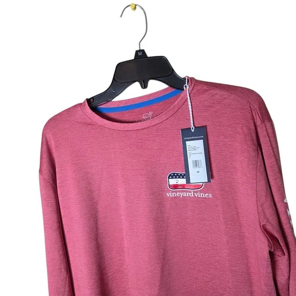 Vineyard Vines Performance Tee Mens M Lobster Reef Heather Flag Whale 1V015010 - Picture 10 of 13